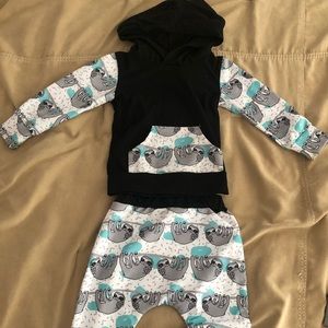 Cute sloth matching set, lightweight sweatshirt and pants